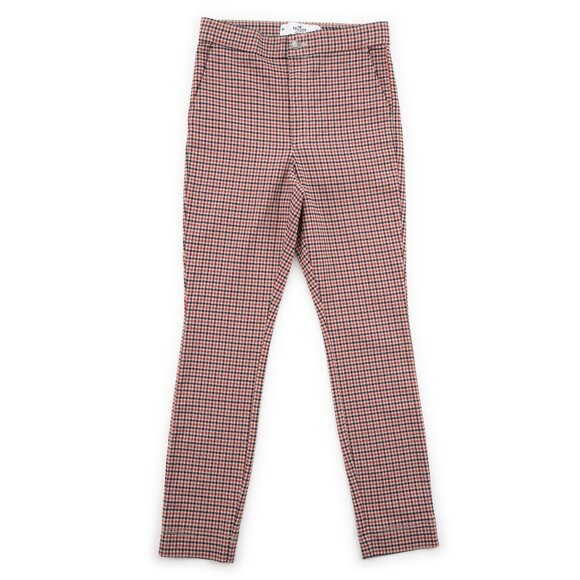 HOLLISTER Ultra High Rise red navy gingham plaid stretch pants size M - Picture 1 of 8